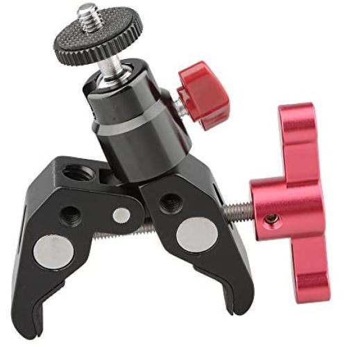 CAMVATE Super Clamp Articulated Mini Ball Head Mount with1/4-20 Screw for DSLR Camera DIY Accessories(Red)