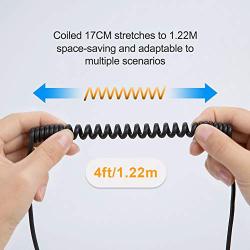 CableCreation Micro USB to Micro USB Cable, (0.56ft to 4ft) Coiled Micro USB OTG Cable with Gold Plated Connector Aluminium Shell Compatible for Smart Phones, Tablets, DJI Remote and More, Black