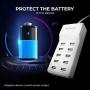 USB Wall Charger Desktop Charging Station with Rapid Charging Auto Detect Technology Safety Guaranteed 10-Port Family-Sized Smart USB Ports for Multiple Devices Smart Phone Tablet Laptop Computer