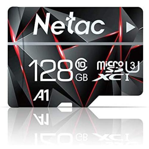 128GB Micro SD Card, Netac Memory Card MicroSD High Speed Transfer A1 C10 U3 MicroSDXC TF Card for Cemera/Phone/Nintendo-Switch/Galaxy/Drone/Dash Cam/GOPRO/Tablet/PC/Computer with Adapter