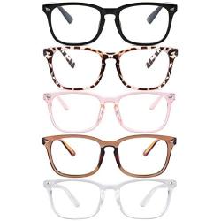 Blue Light Blocking Glasses,Square Nerd Eyeglasses Frame Anti Blue Ray Computer Game Glasses Anti Eyestrain & UV(5Pcs)