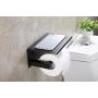 XVL Toilet Paper Holder with Mobile Phone Storage Shelf Bathroom Tissue Holder, Matte Black, SUS304 Stainless Steel G319C