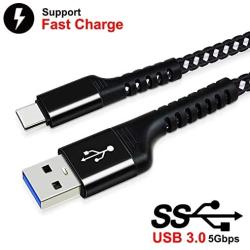 USB C 3.0 Data Cable, UNISAME 3 Pack 10Ft Nylon Braided Type C Fast Charging Power Wire for iPad Pro Galaxy S20 Ultra S10 S9 S8 Note 10 9 8 Google Pixel XL LG Moto OnePlus Portable SSD