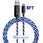 Light up iPhone Charger {MFI Apple Certified} AKAMOS 5ft LED iPhone Charger with Flowing led, USB to Lightning Cable with Quick Charge, Compatible with Phone11/11pro Max/XR/8/8Plus/7/6(Flowing Blue)