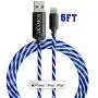 Light up iPhone Charger {MFI Apple Certified} AKAMOS 5ft LED iPhone Charger with Flowing led, USB to Lightning Cable with Quick Charge, Compatible with Phone11/11pro Max/XR/8/8Plus/7/6(Flowing Blue)