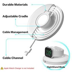 PZOZ Charger Stand Compatible for Apple Watch, Portable Charging Station Cable Management Dock Holder Case Organizer for iWatch with Band Series 5 4 3 2 1 44mm 40mm 42mm 38mm Accessories (White)