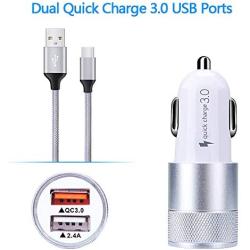 Rapid USB C Car Charger, Compatible for Samsung Galaxy S20/S20 Plus/S10/S10e/S9/S9 Plus/S8/S8 Active, Kakaly Quick Charger 3.0 Dual USB Fast Car Charger with 6ft USB Type C Charging Cable Cord