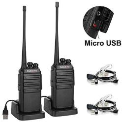 Radioddity GA-2S Long Range Walkie Talkies for Adults UHF Two Way Radio Rechargeable with Micro USB Charging + USB Desktop Charger + Air Acoustic Earpiece with Mic, 2 Pack