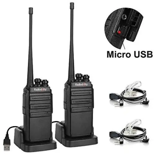 Radioddity GA-2S Long Range Walkie Talkies for Adults UHF Two Way Radio Rechargeable with Micro USB Charging + USB Desktop Charger + Air Acoustic Earpiece with Mic, 2 Pack Radioddity GA-2S Long Range Walkie Talkies for Adults UHF Two Way Radio Rechargeable with Micro USB Charging + USB Desktop Charger + Air Acoustic Earpiece with Mic, 2 Pack