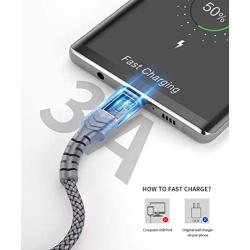 USB-C Cable 3A Fast Charging, JSAUX 3-Pack (10ft+6.6ft+3.3ft)USB A to Type C Charger Charge Nylon Braided Cord Compatible with Samsung Galaxy S10 S10E S9 S8 Plus Note 10 9 8,Moto Z,LG G8, USB C(Grey)