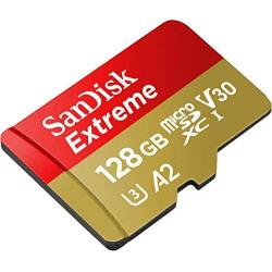SanDisk 128GB Extreme microSDXC UHS-I Memory Card with Adapter - C10, U3, V30, 4K, A2, Micro SD - SDSQXA1-128G-GN6MA