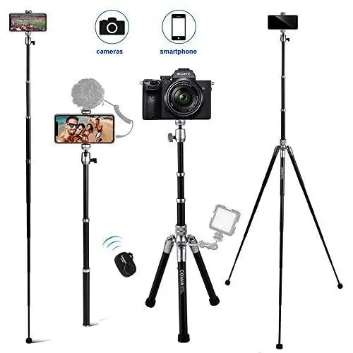 Phone Tripod, COMAN 3 in 1 Camera Tripod and Selfie Stick Tripod with Bluetooth Remote 57 inch Compatible with iPhone Phone Tripod, COMAN 3 in 1 Camera Tripod and Selfie Stick Tripod with Bluetooth Remote 57 inch Compatible with iPhone