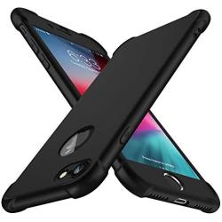 ORETECH iPhone 8 Case, iPhone 7 Case, with[2 x Tempered Glass Screen Protector] 360° Full Body Shockproof Protection Cover Ultra-Thin Hard PC + Soft Rubber Silicone for iPhone 7/8-4.7- Black