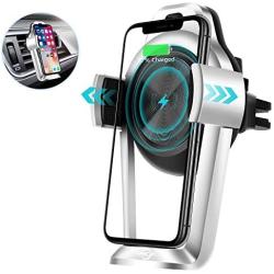 Wireless Car Charger,KABCON 15W/10W Qi Fast Charging Auto-Clamping Car Mount,Air Vent Blades Phone Holder for iPhone 11 Pro Max Xs Max XS XR X 8 8+,Samsung Galaxy S10+ S9+ S8+ Note9.Qi-Enabled Device