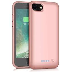 QTshine Battery Case for iPhone 6/6s/7/8, Upgraded [6000mAh] Protective Portable Charging Case Rechargeable Extended Battery Pack for Apple iPhone 6/6s/7/8 (4.7) - Rose Gold