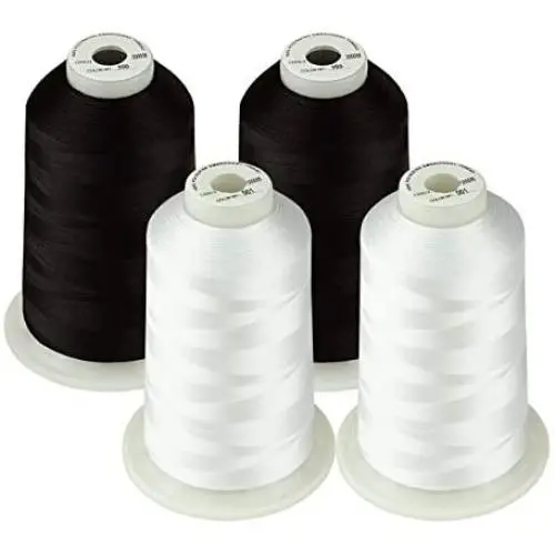 Simthread 42 Options Various Assorted Color Packs of Polyester Embroidery Machine Thread Huge Spool 5000M for All Embroidery Machines (2 Black 2 White) Simthread 42 Options Various Assorted Color Packs of Polyester Embroidery Machine Thread Huge Spool 5000M for All Embroidery Machines (2 Black 2 White)
