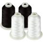 Simthread 42 Options Various Assorted Color Packs of Polyester Embroidery Machine Thread Huge Spool 5000M for All Embroidery Machines (2 Black 2 White)