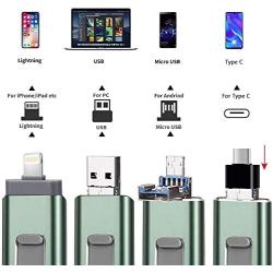 USB Flash Drive 128G, USB Memory Stick 128GB Jump Drive Thumb Drive 3.0 Flash Drive Compatible for iPhone/iPad/PC/Android Password/Touch ID Protected Flash Drive for iOS/iPhone （128G Green