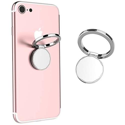 Finger Ring Stand, ICEYA 360° Rotation Mirrior Phone Grip Kickstand for Magnetic Car Mount Compatible with for iPhone X 8 7/7 Plus,Samsung Galaxy S8/S7 etc.(Silver)
