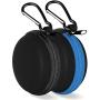 Earbud Case Mini Earphone Case EVA Hard Protective Carrying Case Travel Portable Storage Bag for Earphones Earbuds and Mini Items (Black+Blue)