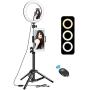 10" Selfie Ring Light with Tripod Stand & 2 Phone Holder, ELEGIANT Led Ring Light with Remote Ringlight for Live Stream Makeup YouTube Tiktok Photography Compatible with iPhone iPad Android (Upgraded)