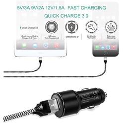 Car Charger Fast Charging for Moto G7 G6 G8 Play Plus,G Stylus,G Power,Z4 Z5 Z3 Z2 Z Play/Force,X4,One Action/Zoom,30W Adapter,2 USB Port:Quick Charge 3.0+2.4A+6FT USBC Cord-Not for Motorola G6Play