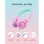 iClever Kids Headphones for Girls - Wired Headphones for Kids with MIC, Adjustable Headband, Foldable, Volume Control - Childrens Headphones on Ear for iPad Tablet Kindle Airplane School, Pink