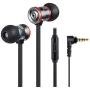 Betron MK23Mic Earbuds, Wired Headphones with Microphone, Noise Isolating Earphones, Flat Wired Earbud for iPhone, iPad, Laptops, Cellphones, Samsung and Android Smartphones, Black