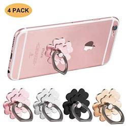 Phone Ring Stand Finger Holder Grip Rings 360° Rotation Cell Phone Kickstand Compatible with Samsung Galaxy iPhone LG HTC Google Nexus Tablet Smartphone (4 Pack Flower)