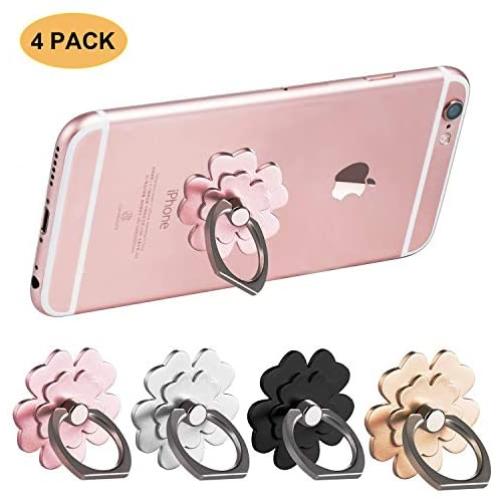 Phone Ring Stand Finger Holder Grip Rings 360° Rotation Cell Phone Kickstand Compatible with Samsung Galaxy iPhone LG HTC Google Nexus Tablet Smartphone (4 Pack Flower)