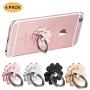 Phone Ring Stand Finger Holder Grip Rings 360° Rotation Cell Phone Kickstand Compatible with Samsung Galaxy iPhone LG HTC Google Nexus Tablet Smartphone (4 Pack Flower)