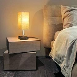 USB Bedside Table Lamp, MOICO Stylish Nightstand Lamp with 2 USB Charging Port and one AC Outlet, Modern Desk Lamp for Bedroom, Living Room, Kids Room, Dorm, Office