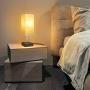 USB Bedside Table Lamp, MOICO Stylish Nightstand Lamp with 2 USB Charging Port and one AC Outlet, Modern Desk Lamp for Bedroom, Living Room, Kids Room, Dorm, Office