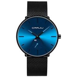 Mens Watches Ultra-Thin Minimalist Waterproof - Fashion Wrist Watch for Men Unisex Dress with Stainless Steel Mesh Band