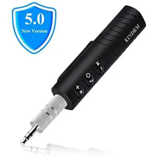 Bluetooth Adapter Receiver, KINDRM Portable Hands-Free Bluetooth 5.0 Audio Receiver Car Kits & Mini 3.5mm AUX Wireless Audio Adapter for Headphones Car Speakers/Home Stereo Music Sound System (Black) Bluetooth Adapter Receiver, KINDRM Portable Hands-Free Bluetooth 5.0 Audio Receiver Car Kits & Mini 3.5mm AUX Wireless Audio Adapter for Headphones Car Speakers/Home Stereo Music Sound System (Black)