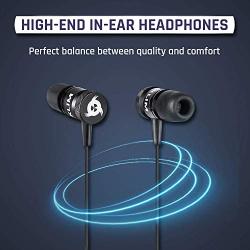 KLIM Fusion Earbuds with Microphone + Long-Lasting Wired Ear Buds - Innovative: in-Ear with Memory Foam + Earphones with Mic and 3.5mm Jack - New 2020 Version - Black