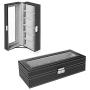 NEX 6 Slot Leather Watch Box Display Case Organizer Glass Jewelry Storage Black