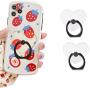 Transparent Phone Ring Heart Cell Phone Ring Holder Clear Finger Ring Stand Grips Compatible iPhones and Andriod Phones Set of 2 (Black)