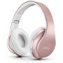 Bluetooth Headphones Wireless,MKay Girls Over Ear Headset V5.0 with Microphone, Foldable & Lightweight, Support Tf Card MP3 Mode and Fm Radio for Cellphones Laptop TV-Rose Gold