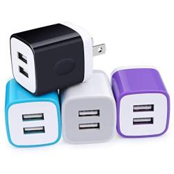 USB Wall Charger, Charger Block, Dual Charger Plug, Dual USB Charger 4-Pack 2.1A/5V Charging Box Base Compatible with iPhone 11/11 Pro Max/Xs Max/Xs/XR/X/8/7/6 Plus/5S/4S, Samsung Galaxy, LG, Kindle