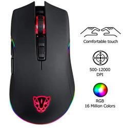 MOTOSPEED USB Wired 12000DPI Gaming Mouse Support Macro Programming, Adjustable RGB Backlit, 8 Adjustable DPI Mouse for PC, Laptop, Apple MacBook