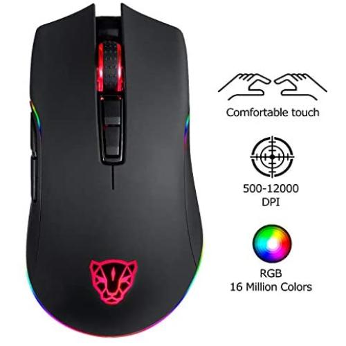 MOTOSPEED USB Wired 12000DPI Gaming Mouse Support Macro Programming, Adjustable RGB Backlit, 8 Adjustable DPI Mouse for PC, Laptop, Apple MacBook MOTOSPEED USB Wired 12000DPI Gaming Mouse Support Macro Programming, Adjustable RGB Backlit, 8 Adjustable DPI Mouse for PC, Laptop, Apple MacBook