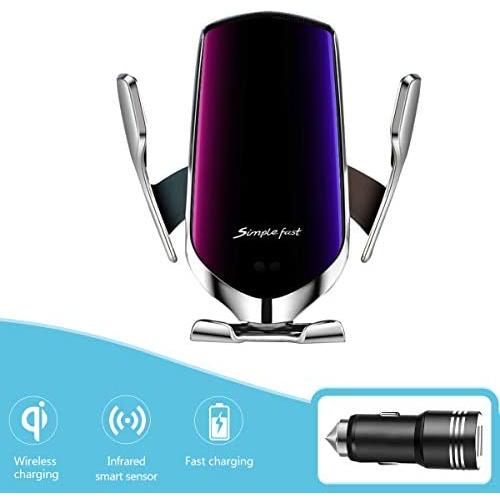Wireless Charger for Car, Auto Clamping Phone Charging Stand Car Mount Compatible for iPhone 11/11Pro/11 Pro Max/Xs Max/XR/X/8/8Plus Samsung S20/S10/S9/S8/Note7/8/9 LG Nokia (R2/Silver)