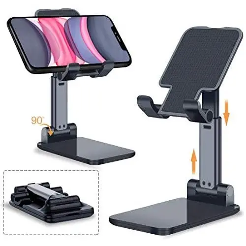 Adjustable Cell Phone Stand, Foldable Portable Desktop Table Stand Phone Holder,Angle Height Adjustable Phone Stand Holder for Desk Compatible with All Mobile Phone/iPad/Kindle/Tablet(Black) Adjustable Cell Phone Stand, Foldable Portable Desktop Table Stand Phone Holder,Angle Height Adjustable Phone Stand Holder for Desk Compatible with All Mobile Phone/iPad/Kindle/Tablet(Black)