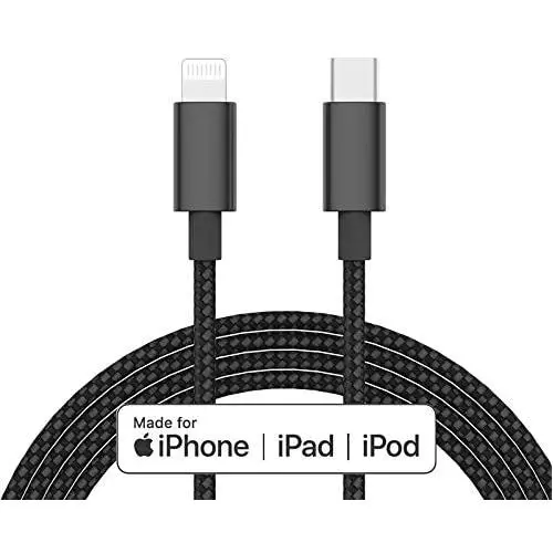 Apple MFi Certified USB C to Lightning Cable Made for iPhone X/XS/XR/XS Max / 8/8 Plus, Supports Power Delivery (for Use with Type C Chargers) 4FT (Black) Apple MFi Certified USB C to Lightning Cable Made for iPhone X/XS/XR/XS Max / 8/8 Plus, Supports Power Delivery (for Use with Type C Chargers) 4FT (Black)
