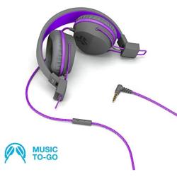 JLab Audio Neon Folding On-Ear Headphones | Wired Headphones | Tangle Free Cord | Noise Isolation | 40mm Neodymium Drivers | C3 Sound (Crystal Clear Clarity) | Graphite / Purple