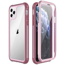 SPIDERCASE for iPhone 11 Pro Max Case, Built-in Screen Protector Full Heavy Duty Protection Shockproof Anti-Scratched Rugged Case for iPhone 11 Pro Max 6.5 inch 2019 (Pink+Clear)