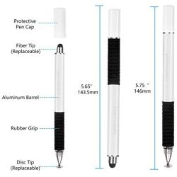 Capacitive Disc Stylus Pens, 2 in 1 Universal Stylist Pens for All Capacitive Touch Screens Cell Phones, iPad, Tablet, Laptops with 6 Replacement Tips by Domiy (Black/White)