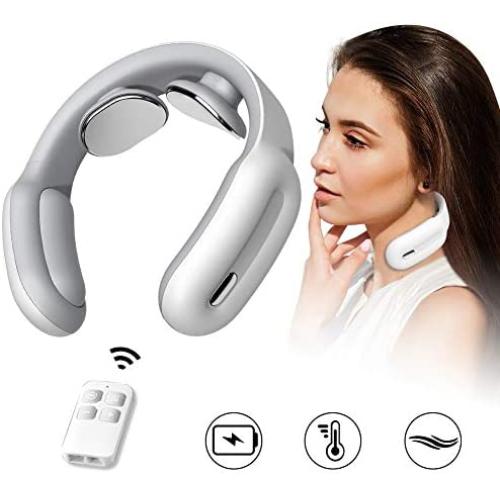 Neck Massager, HUNNAY Neck Relax Cordless Massager with Heat, 3 Modes 15 Levels Intelligent Portable Trigger Point Neck Massage Electric Pulses for Men and Women