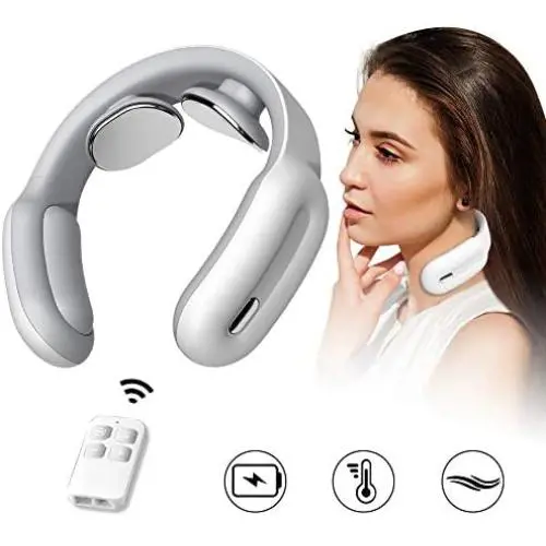 Neck Massager, HUNNAY Neck Relax Cordless Massager with Heat, 3 Modes 15 Levels Intelligent Portable Trigger Point Neck Massage Electric Pulses for Men and Women Neck Massager, HUNNAY Neck Relax Cordless Massager with Heat, 3 Modes 15 Levels Intelligent Portable Trigger Point Neck Massage Electric Pulses for Men and Women
